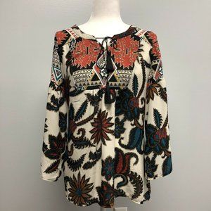 Anthropologie Fig and Flower Floral Boho Blouse S